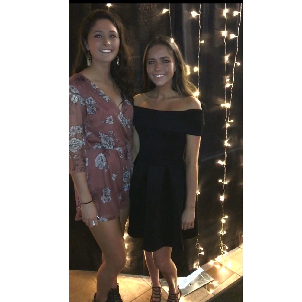 Black open shoulder dress